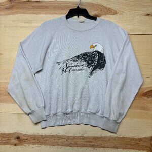 Vintage 70s Canada Quality Goods Sweater Shirt Mens Medium Gray Eagle Thin